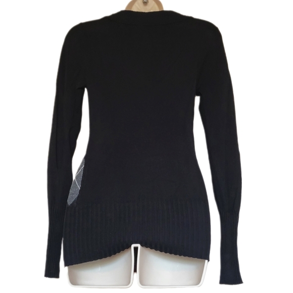 STREETWEAR SOCIETY Vintage Y2K Black & Grey Argyle/Diamond Patterned Sweater M - Picture 2 of 5